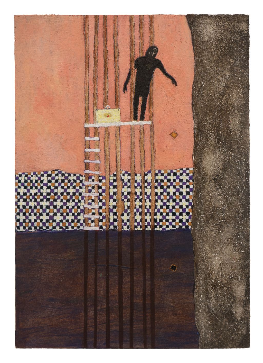 The Baggage Handler by Robbie Fife watercolour acrylic and coloured pencil   on paper 29.8 x 21cm 995. oliverprojects.com