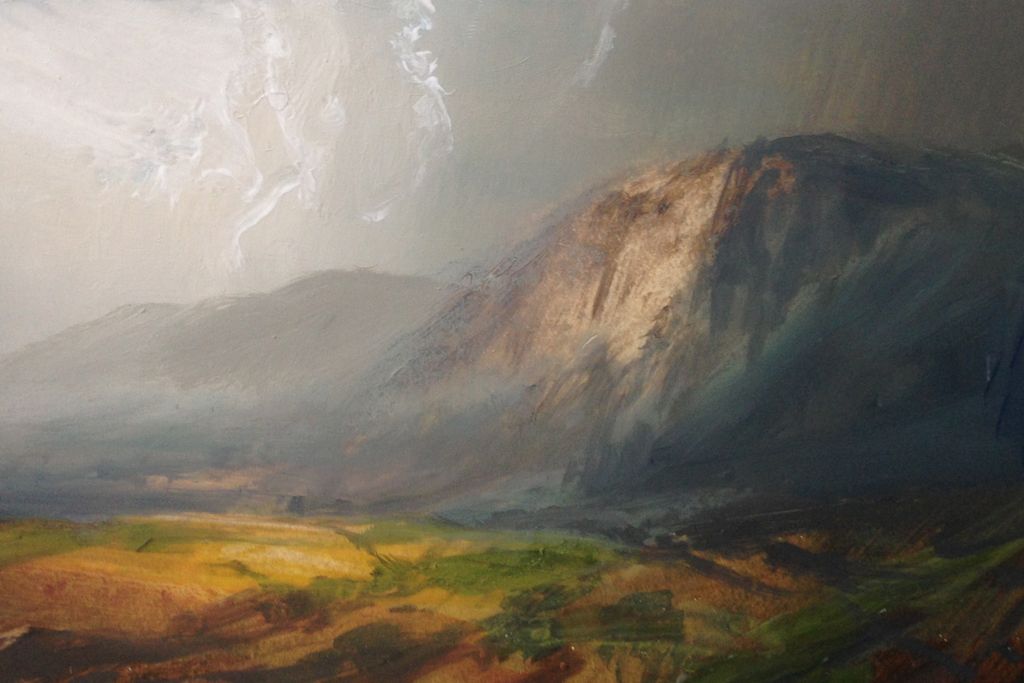 Image may contain Nature Art Painting Outdoors Mountain Scenery and Cave