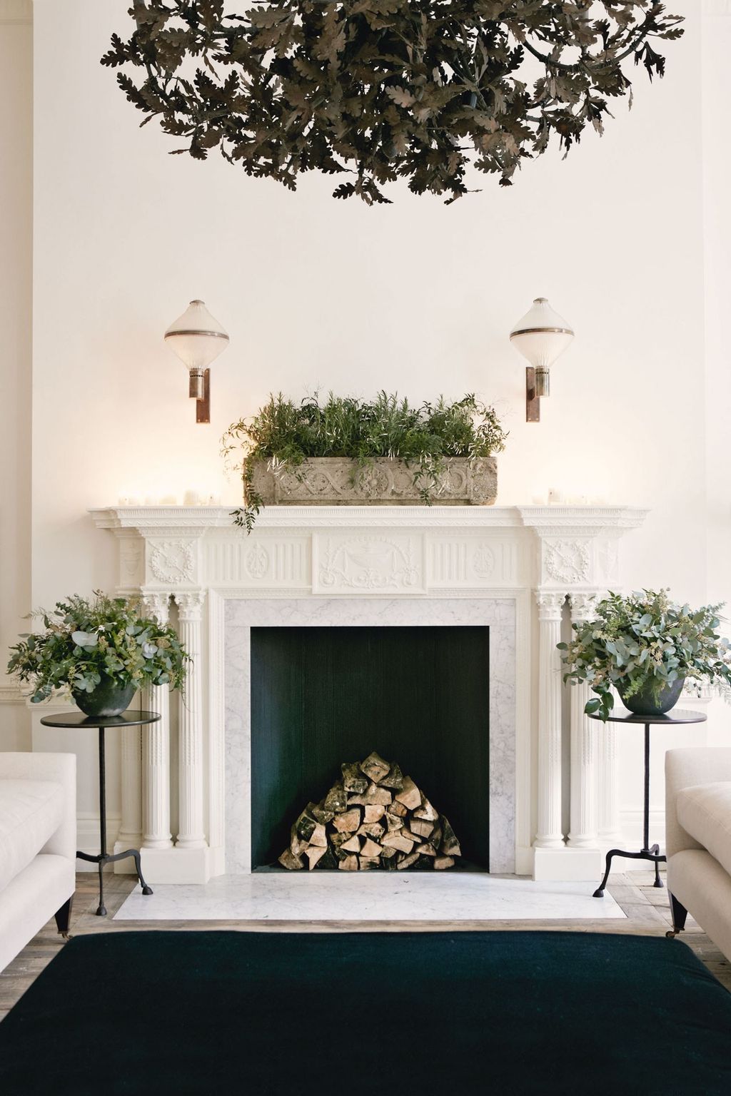 Image may contain Indoors Fireplace Hearth and Furniture