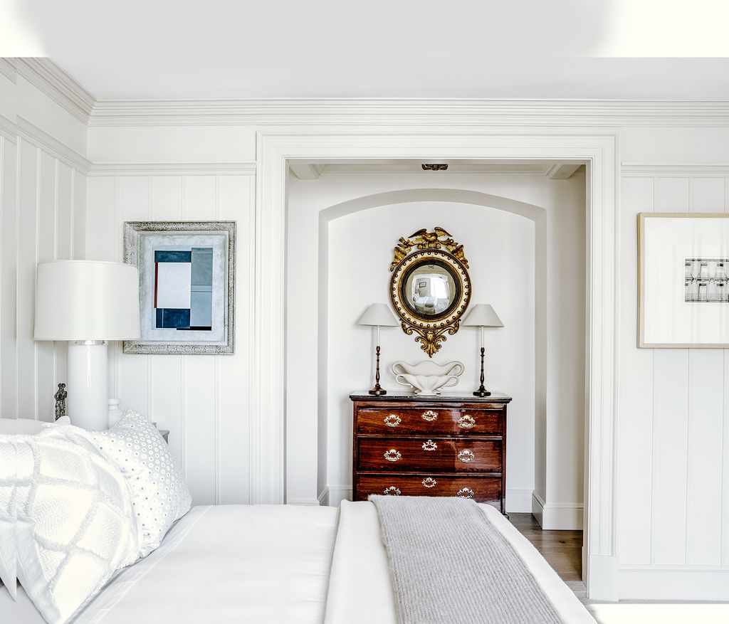 Image may contain Furniture Room Bedroom Indoors Sideboard Interior Design Cabinet Dresser and Bed