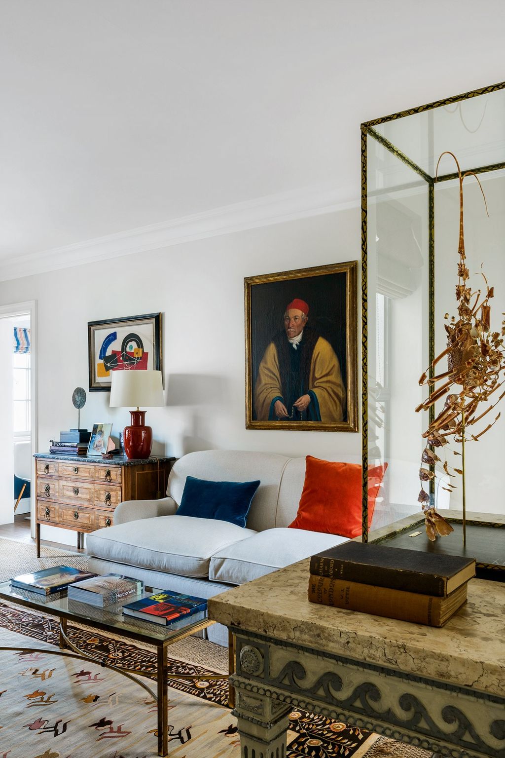 Small White Study With Art Collection | Small Space Interior Design Ideas