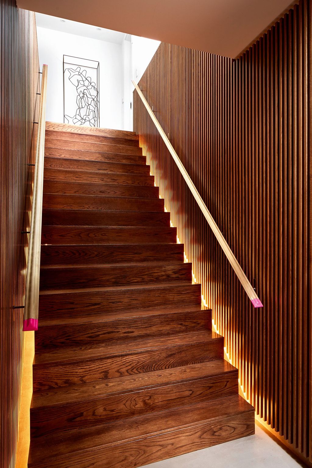 Image may contain Wood Staircase Hardwood Banister and Handrail