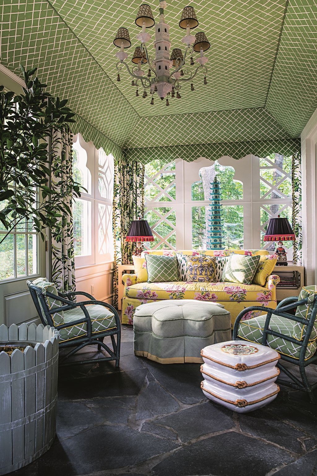 Patterned Sun Room | Living Room Design Ideas