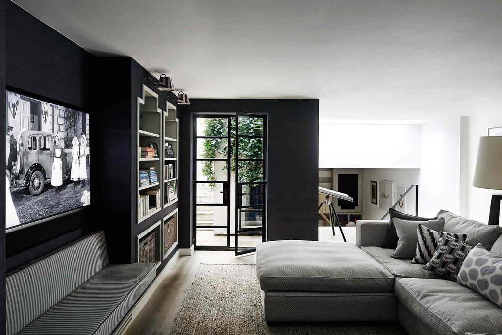 TV Room with Black Walls | Living Room Ideas