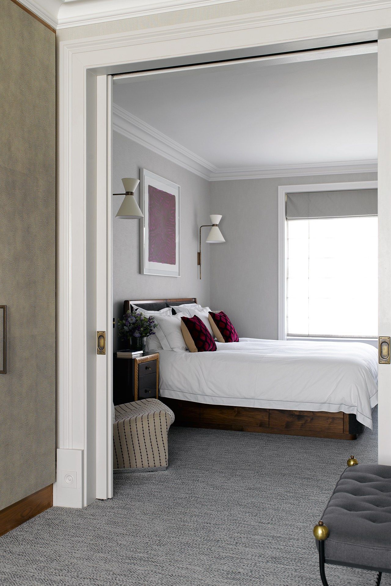 Image may contain Room Bedroom Indoors Furniture Interior Design Dorm Room Flooring Bed and Floor