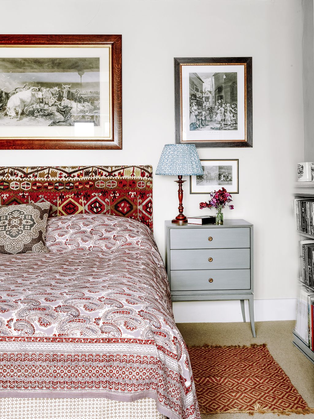 Image may contain Furniture Room Bedroom Indoors Interior Design Lamp Table Lamp Rug and Bed