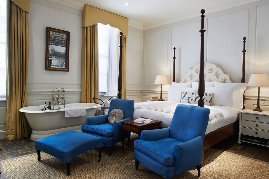 Vintage Blue Armchairs  FourPoster Bed | Bedroom Ideas