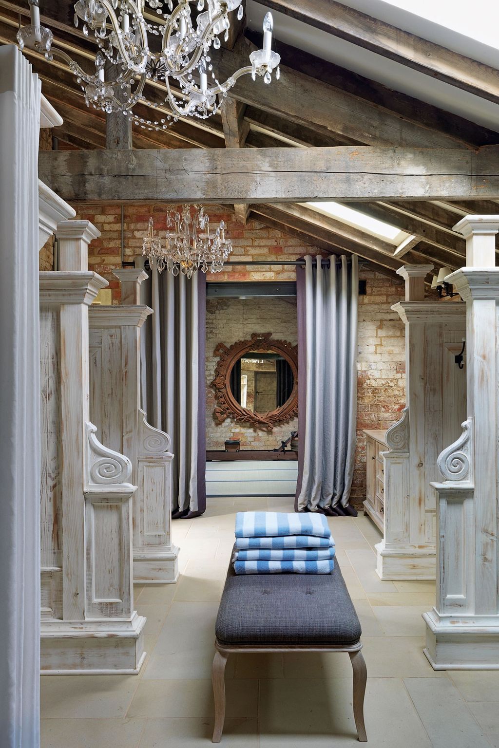 This isn't actually a hallway but ornate Victorianstyle changing rooms for the swimming pool. However the mix of rustic...