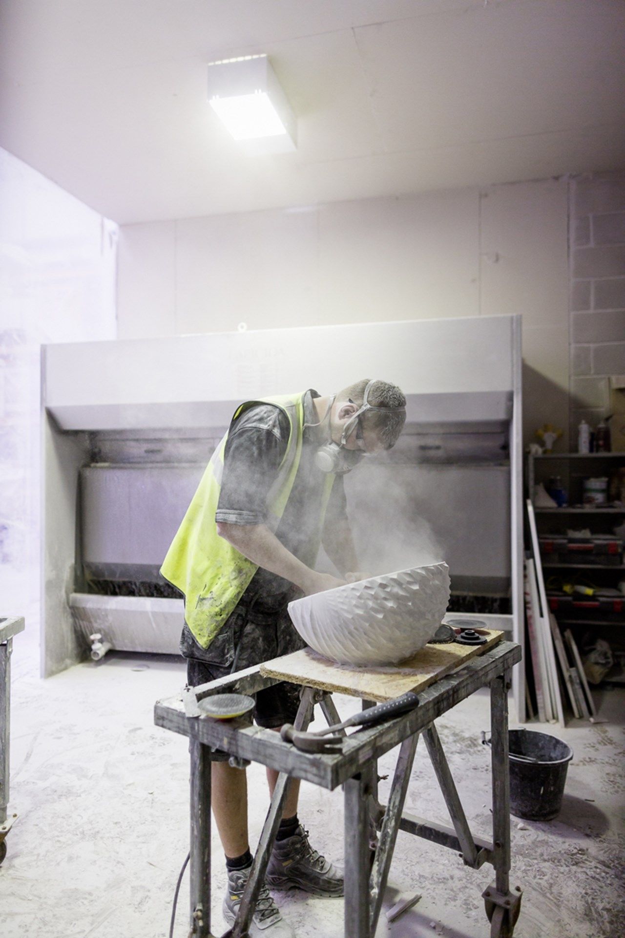 Image may contain Wood Plywood Human Person Shelf and Bowl