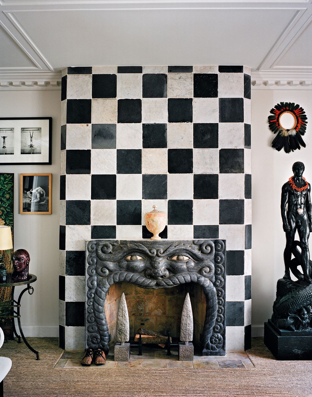 Image may contain Fireplace Indoors Human Person Interior Design Hearth and Furniture