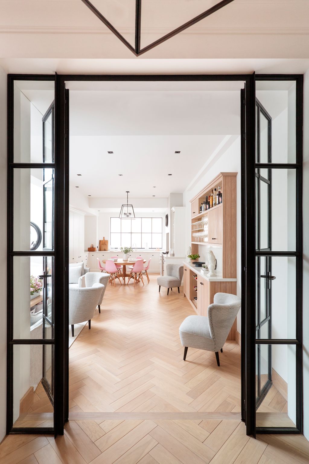 Zulufish added internal Crittall doors in this project creating separate spaces while not obstructing the view of the...