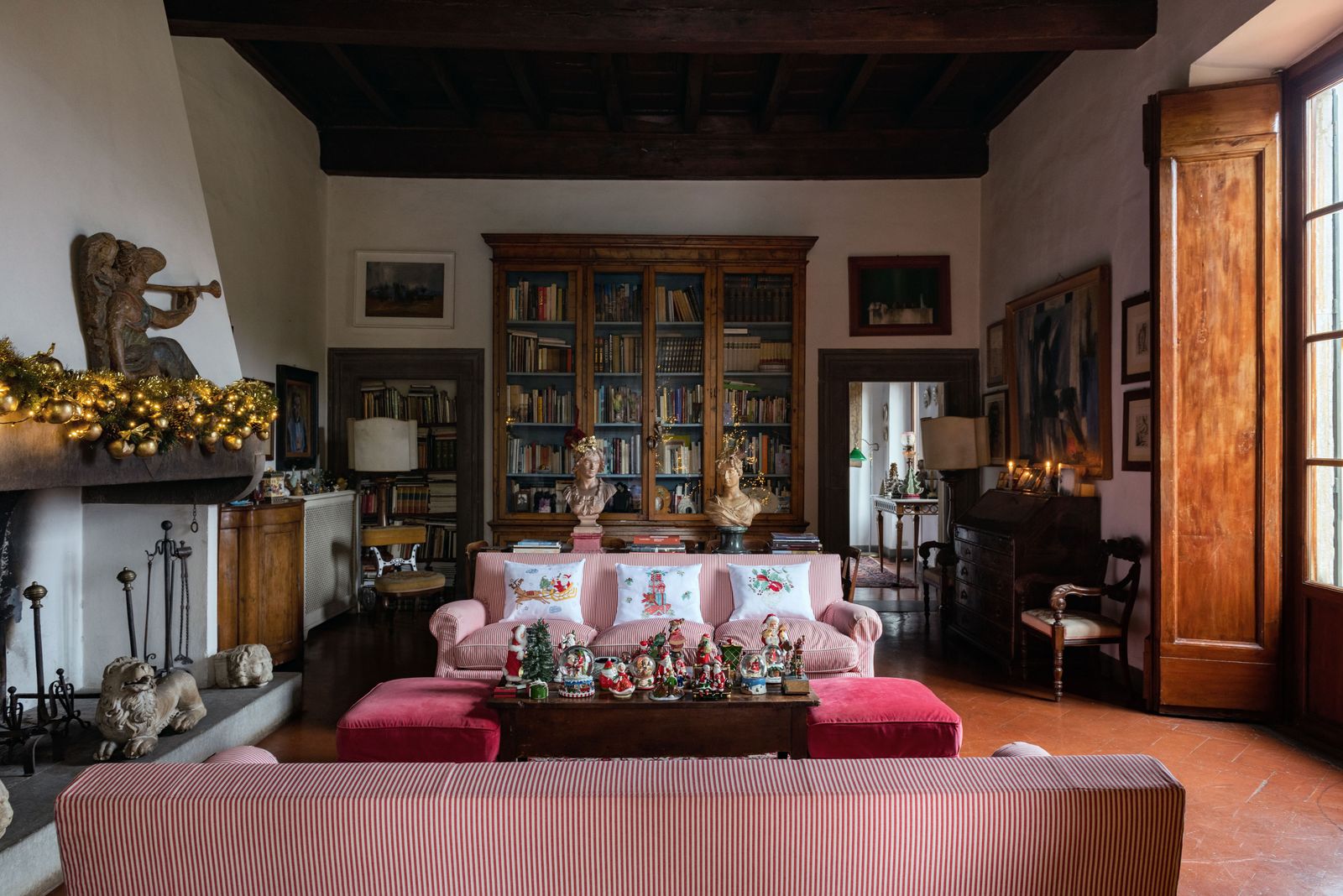 The 19thcentury bookcase was bought by Renato at an auction of furniture from the Archeological Museum of Florence. Two...