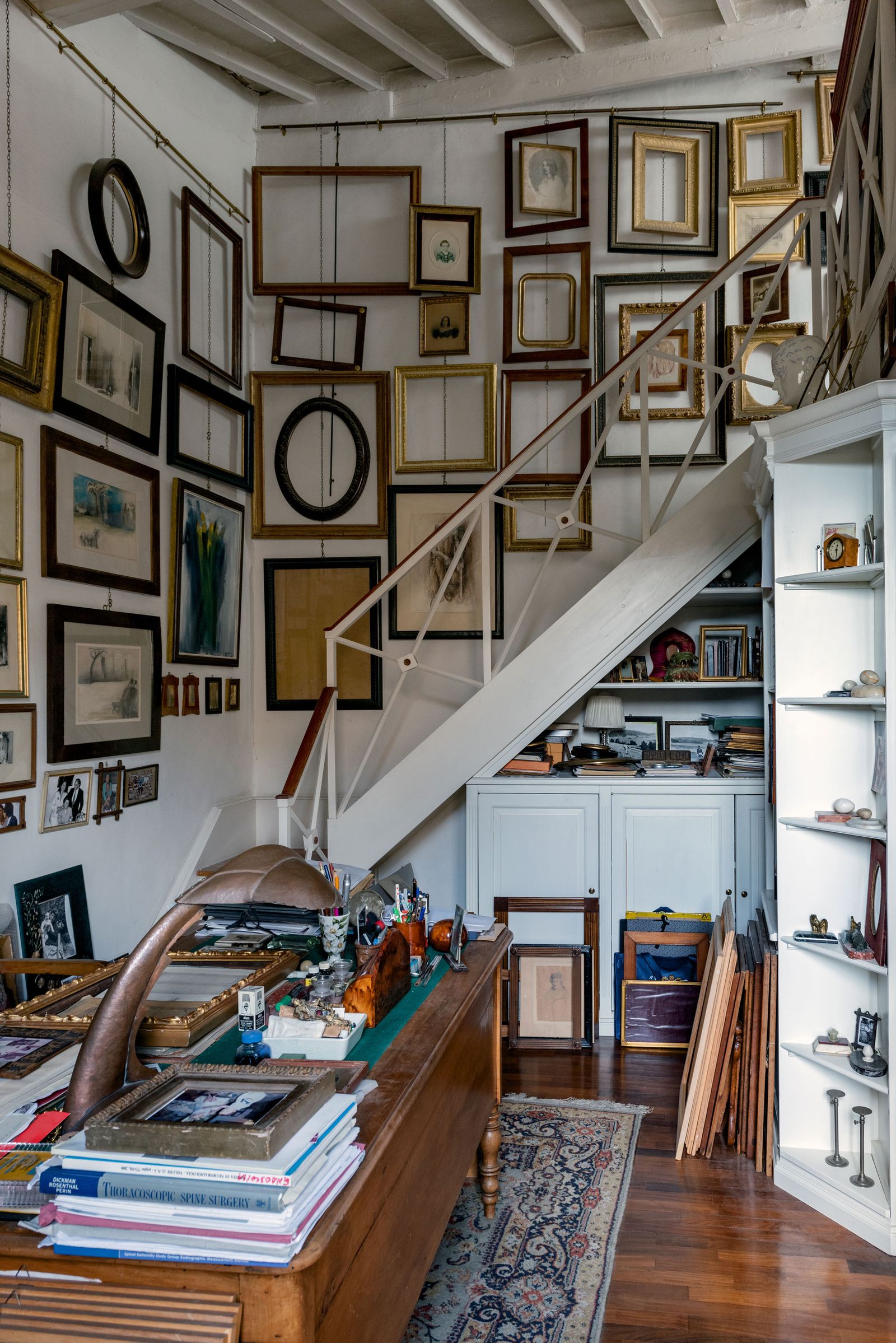 Image may contain Wood Furniture Shelf Plywood Interior Design Indoors and Staircase