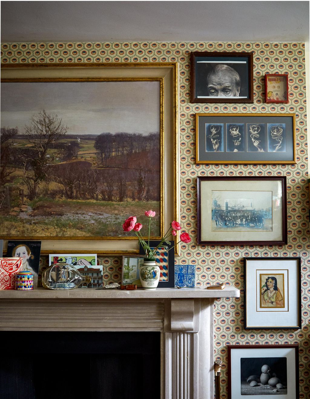 Image may contain Indoors Fireplace Furniture Living Room Room and Interior Design