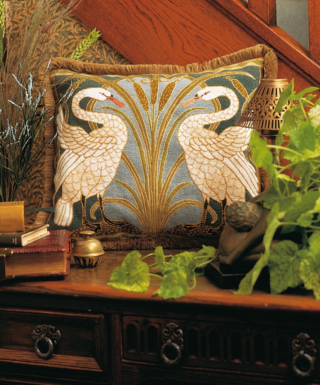 Glorafilia Swans Cushion Needlepoint Kit 75 from Liberty.  buttongroup  SHOP NOW