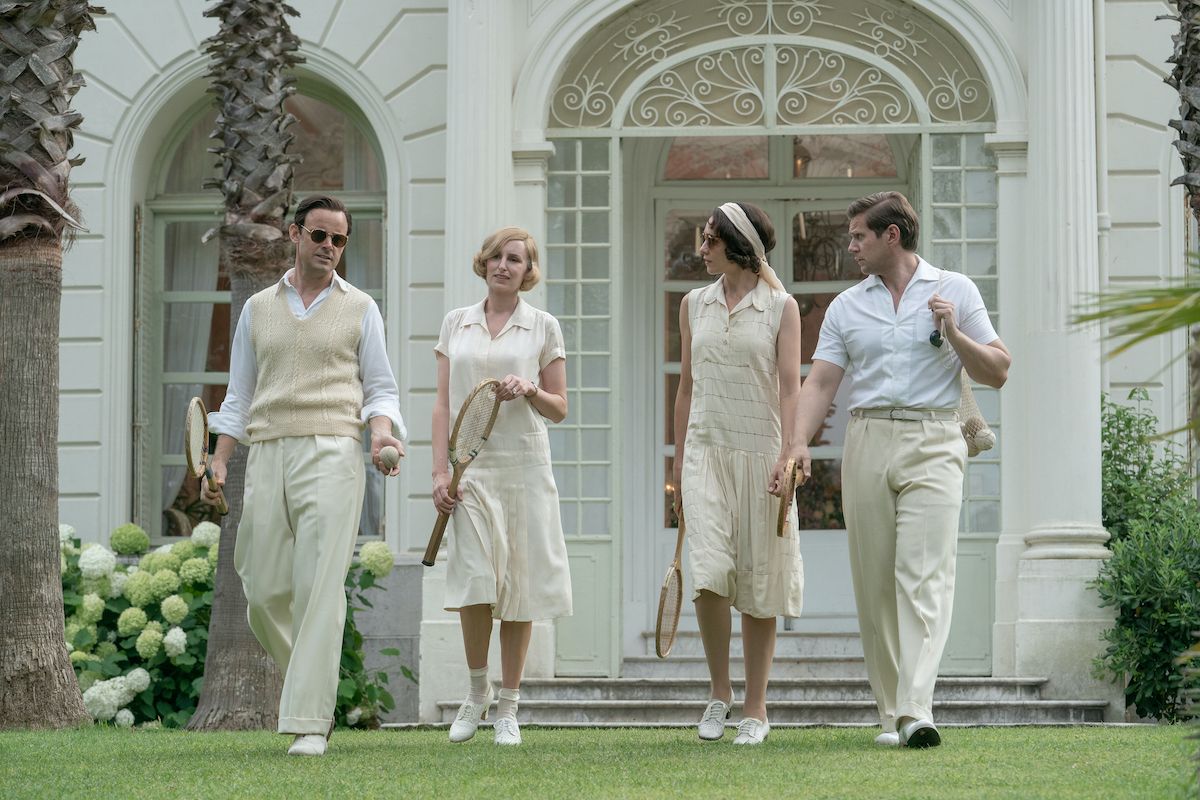 Image may contain Laura Carmichael Human Person Clothing Apparel Shoe Footwear Harry HaddenPaton Plant and Grass