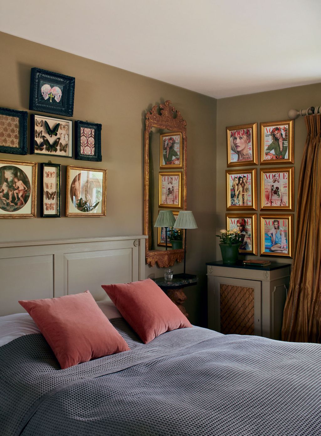 Image may contain Indoors Room Bedroom Furniture Bed and Kate Moss