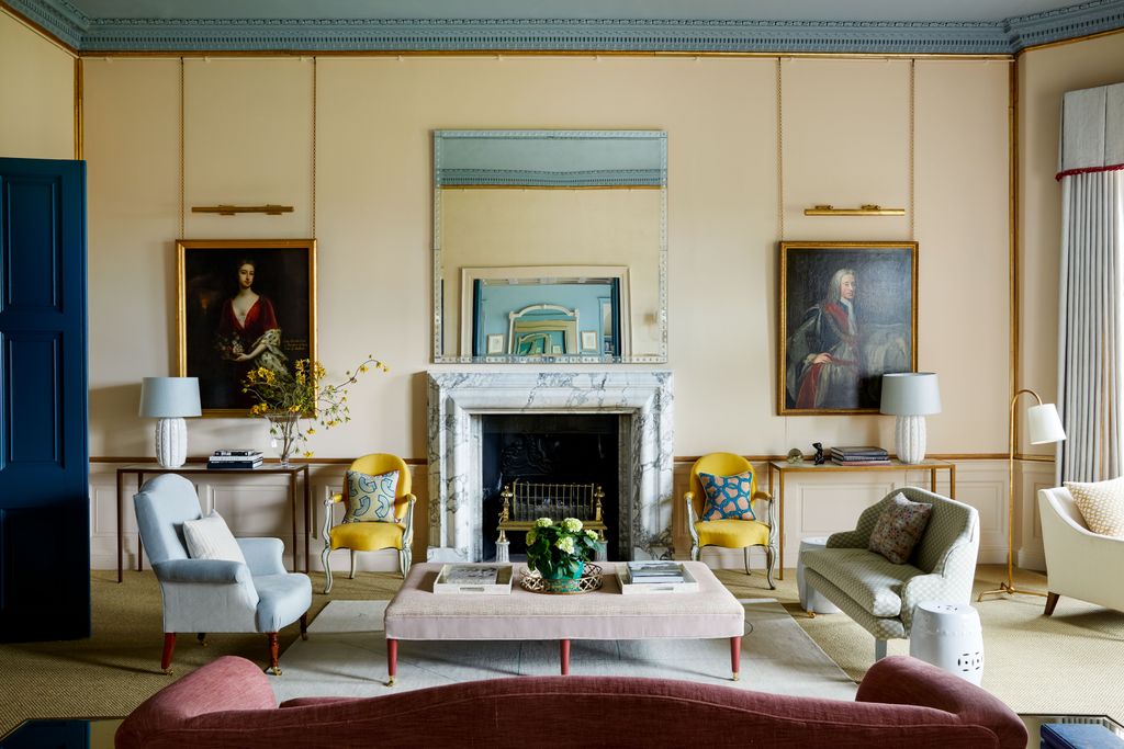 Image may contain Living Room Room Indoors Furniture Couch Interior Design and Fireplace