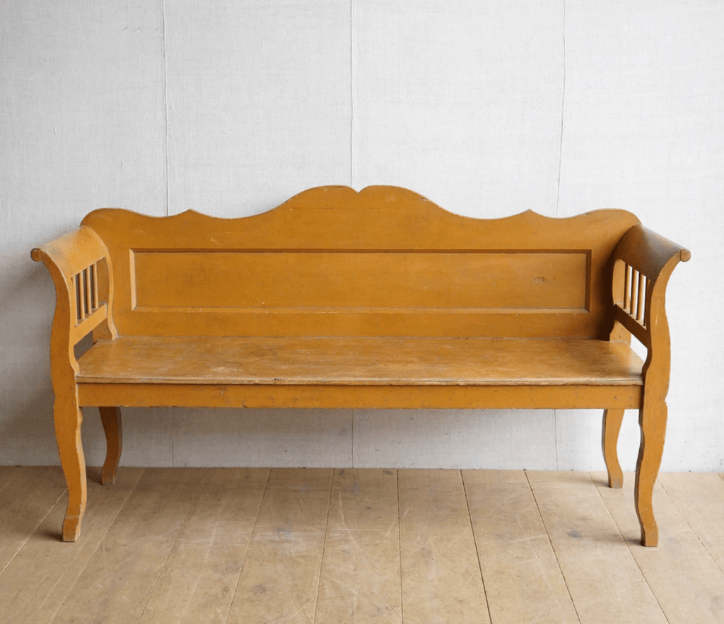 Hungarian Bench 850 from Cart House.  These Hungarian benches are a great alternative to chairs in a narrow dining area....