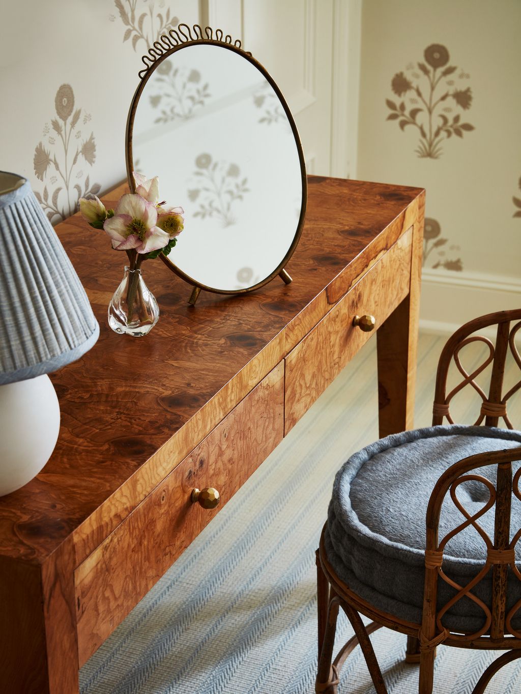 Image may contain Furniture Chair Lamp Table Lamp and Wood