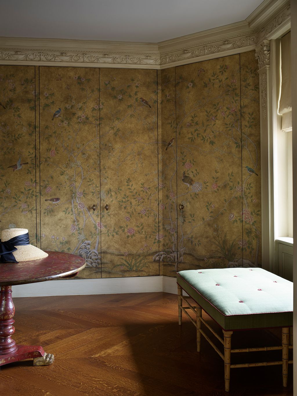 Image may contain Furniture Flooring Floor Wood Room Indoors Interior Design Table Plywood Bedroom and Bed