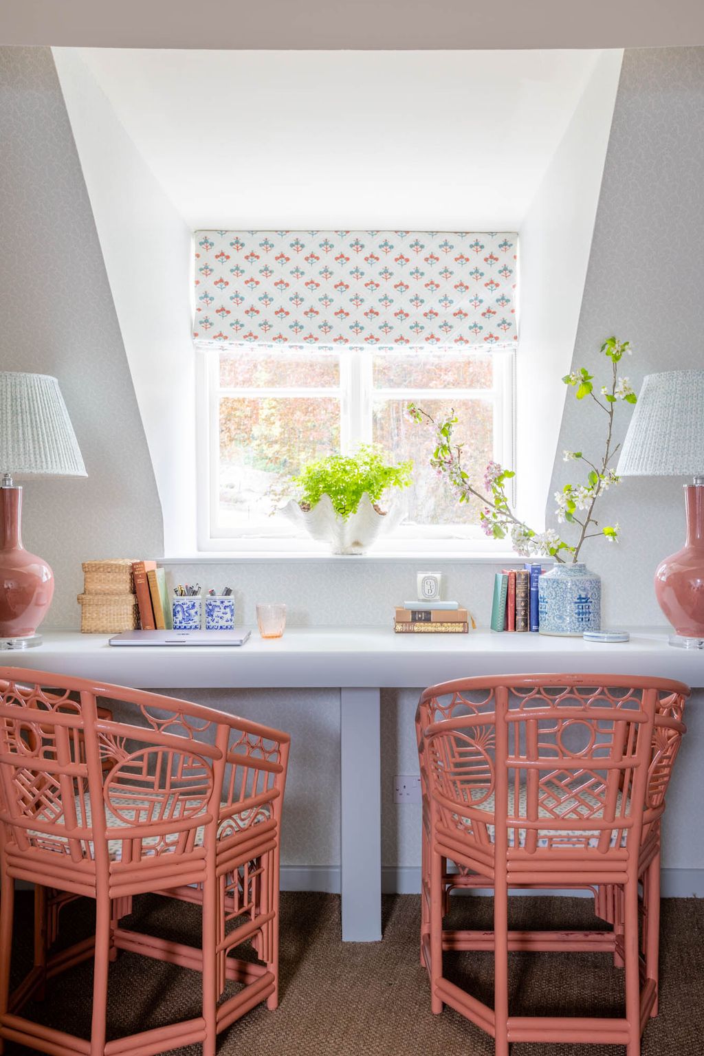 Image may contain Furniture Chair Lamp Table Lamp Table Desk and Indoors