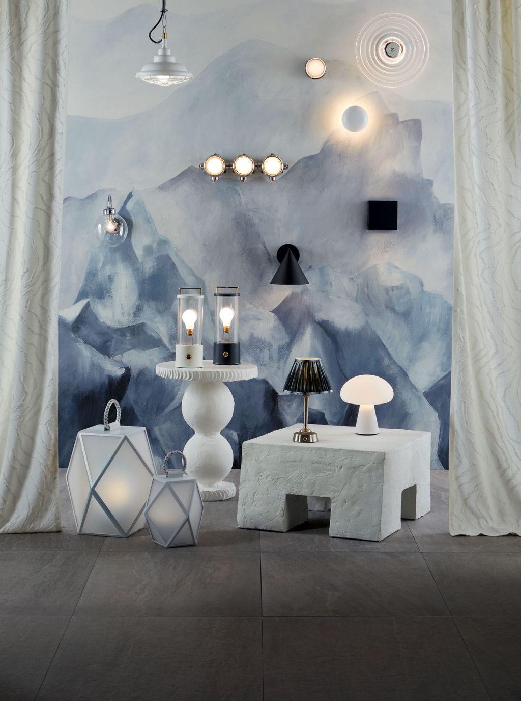 ‘Mariner outdoor powdercoated steel light  95 from Garden Trading.  ‘Fresnel aluminium wall light  by Oluce 198 from...