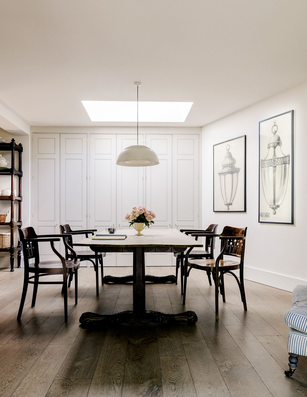 The kitchen chairs date to circa 1910 by Otto Wagner and were collected one by one. They sit around a Scottish...