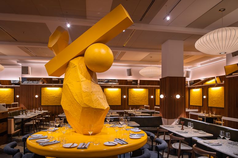 Image may contain: Restaurant, Cafeteria, Furniture, Chair, and Lighting