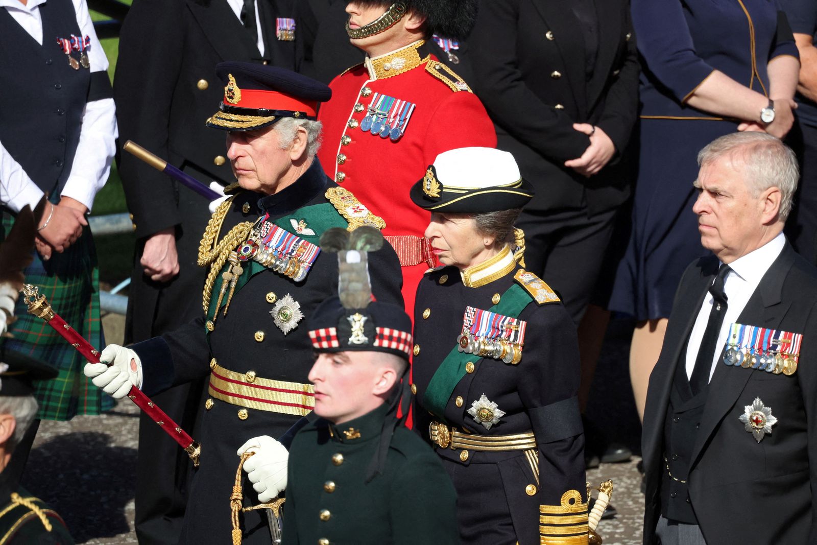 Image may contain Military Uniform Military Prince Andrew Duke of York Anne Princess Royal Human Person and Officer