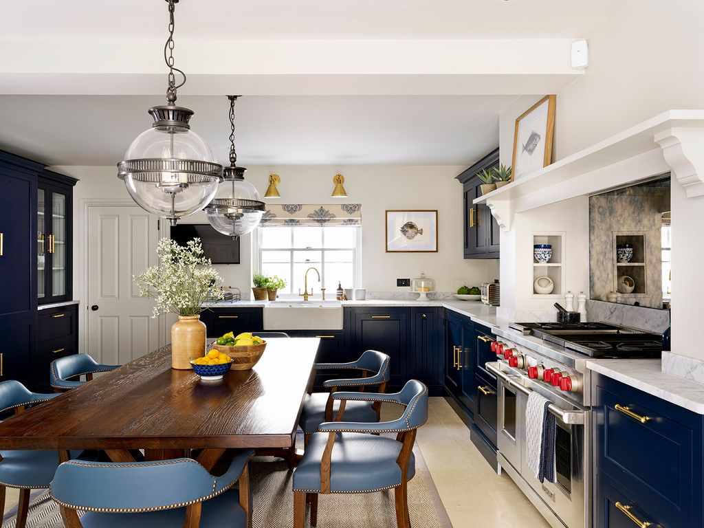 The chairs are Rupert Bevans Croft Chairs and the dining table was made bespoke by Sims Hilditch. The cupboards are...