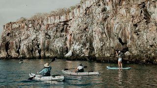 Image may contain Cliff Outdoors Nature Human Person Promontory Animal Bird Transportation and Vehicle