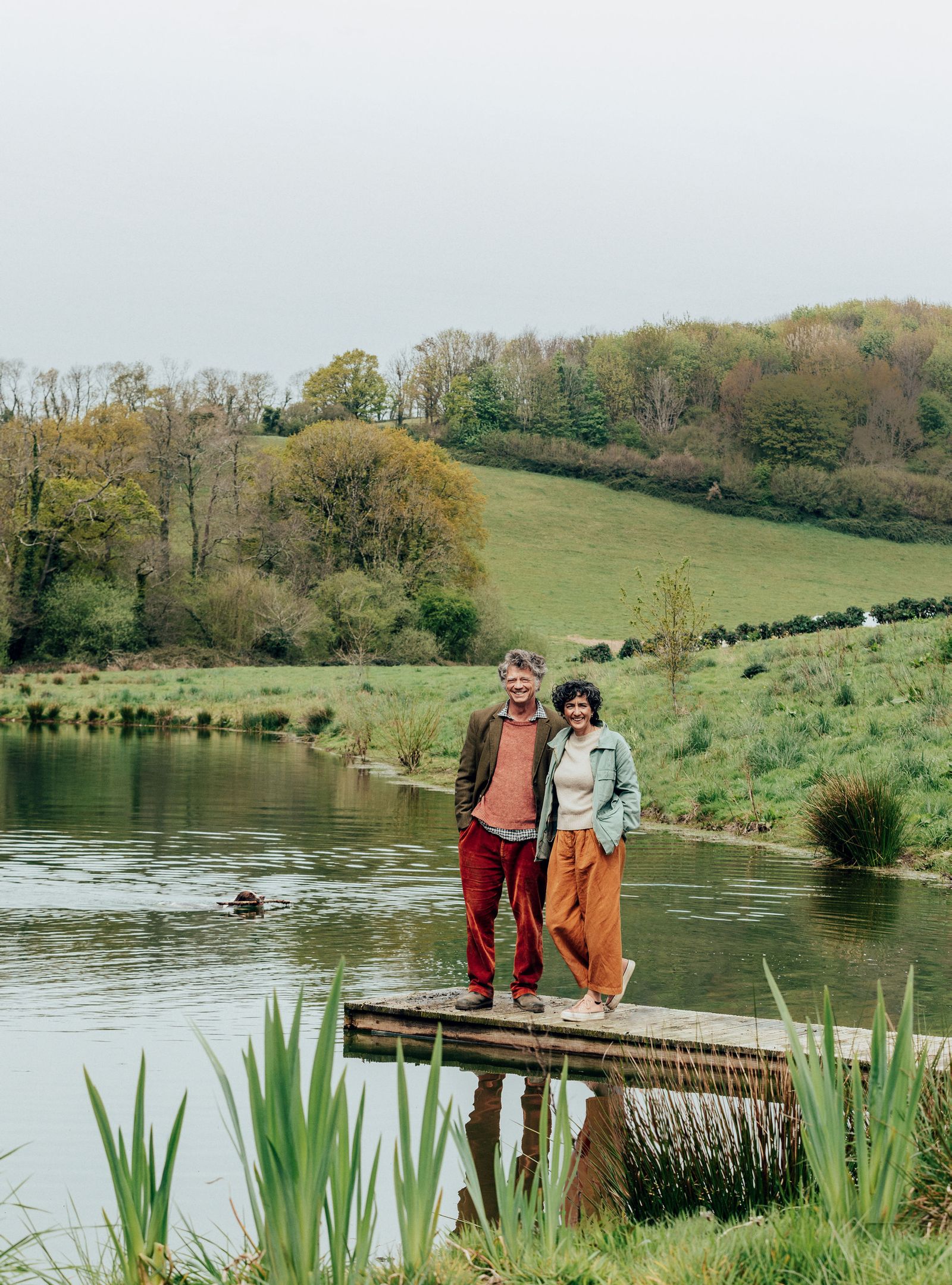 Guy and Geetie on their 150acre farm in South Devon.