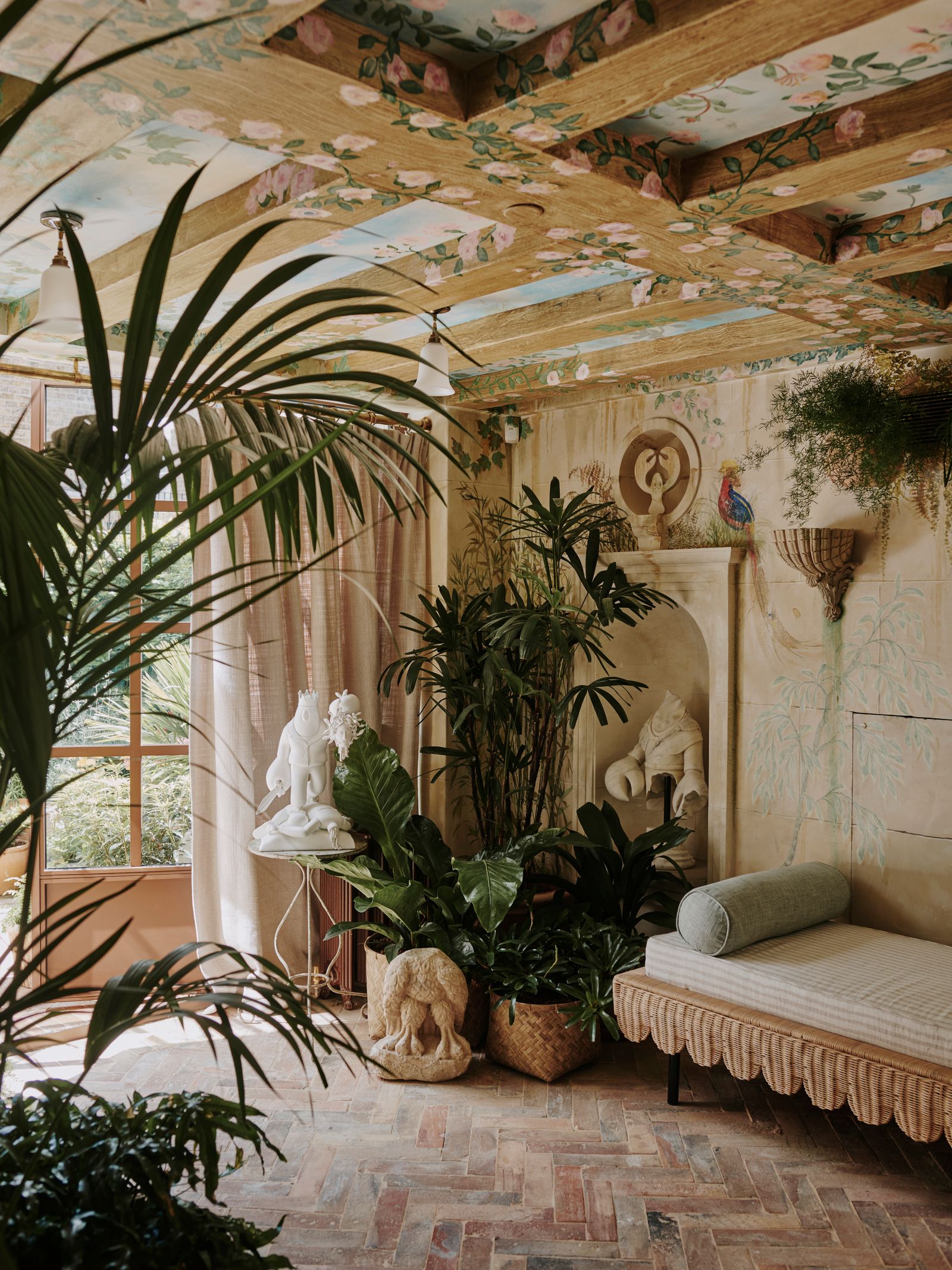 One of the outdoor terraces on the first floor at Charlotte and Philip Colbert's Spitalfields house shows the trompe...