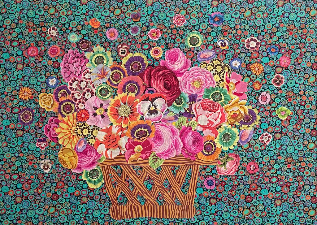 Achillea Flower fabric collage created for Heathcote and Ivorys ‘Achillea range.