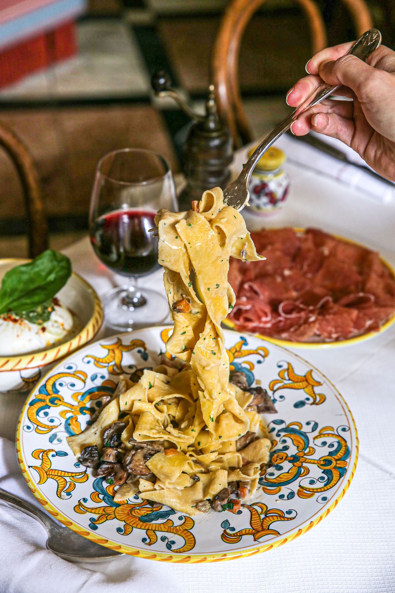 Gloria Ristorante's homemade tagliatelle with porcini
