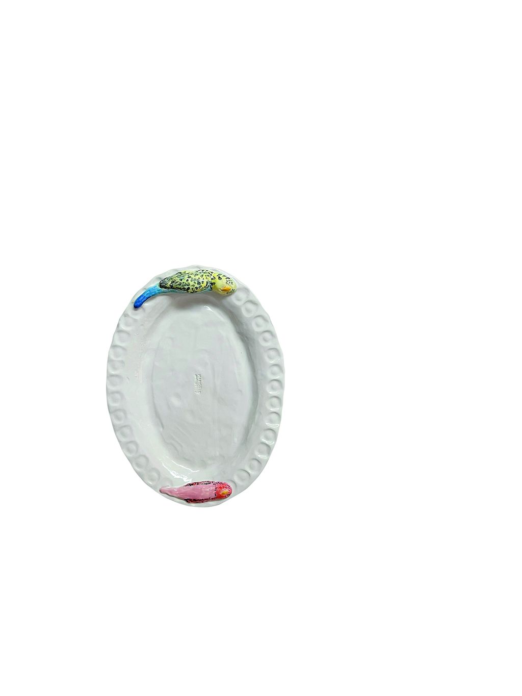 ‘Budgie earthenware platter 60 for medium oval from Marigold and Lettice