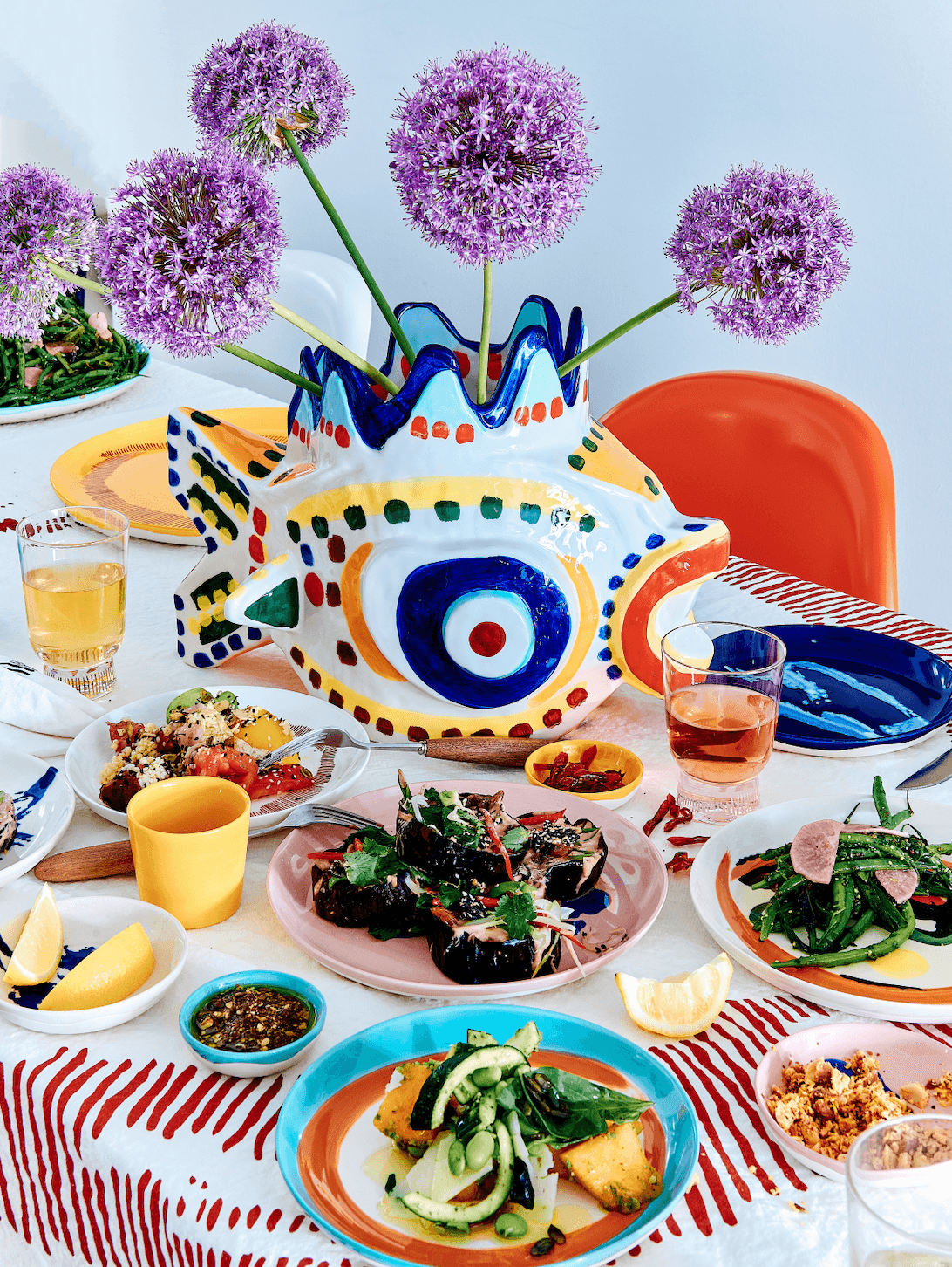 Yotam's tablescape complete with a delicious array of ceramics from his ‘Sicily collection.