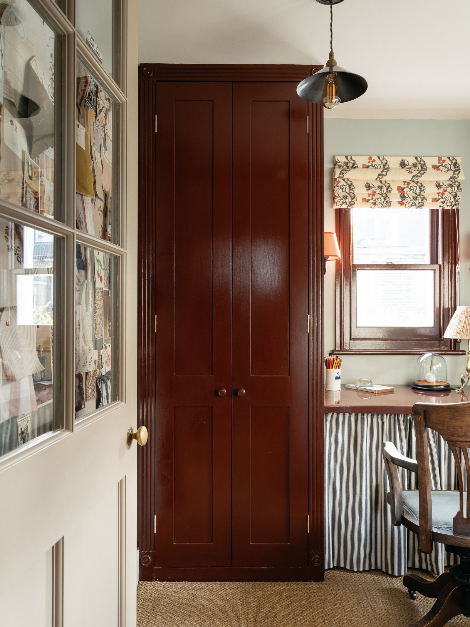 A silver pendant light hangs in Charlotte Boundy's London house