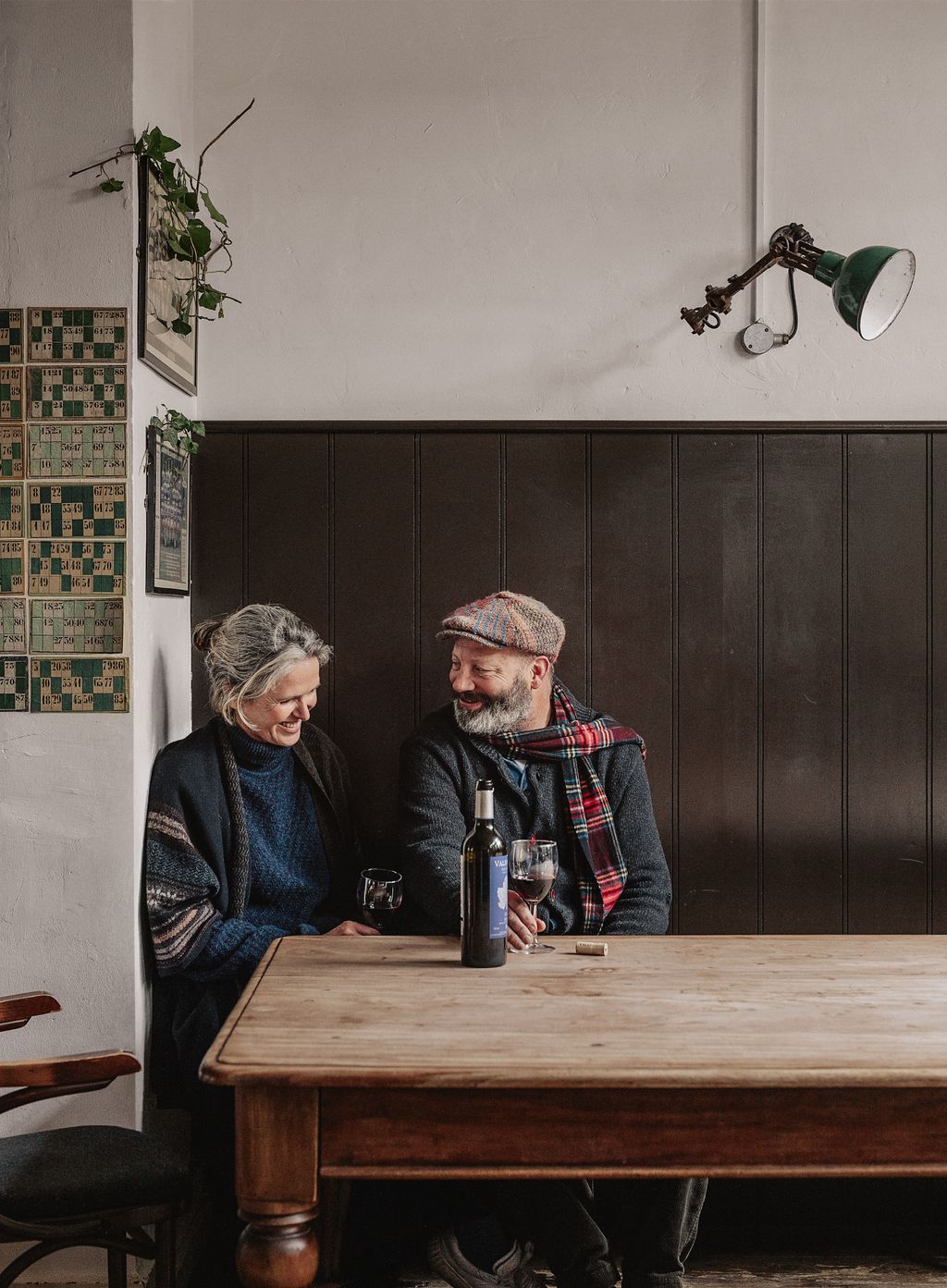 Tamsin Saunders and her partner Simon Cherry at The Carpenters Arms his pub in Chiswick for which she designed the interior.