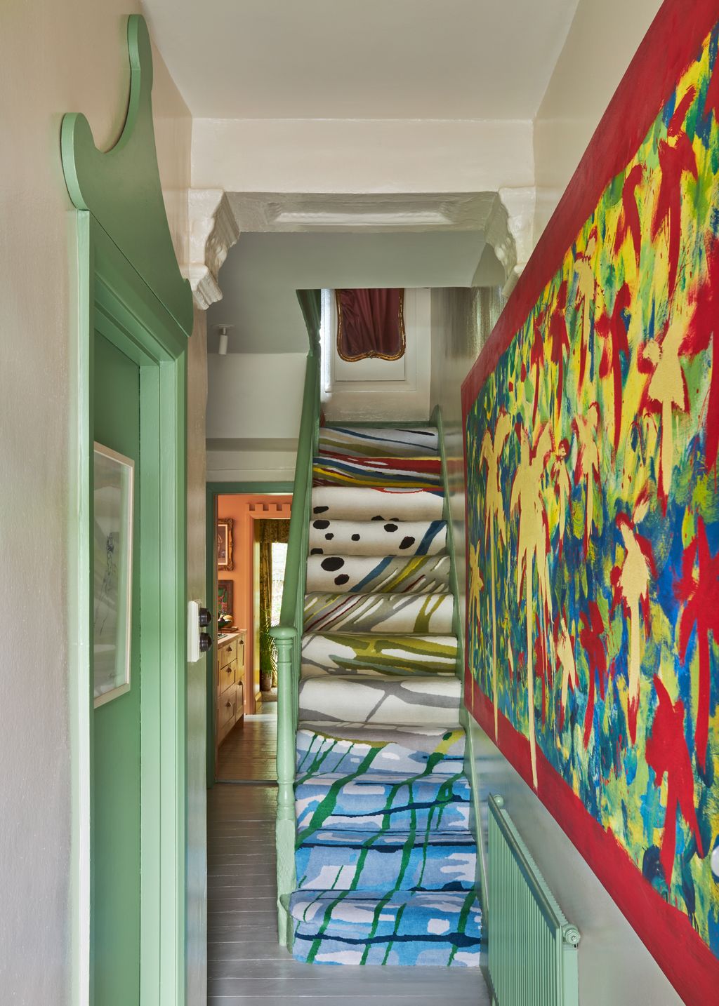 In the hallway of creative consultant Max Hurd's London house a stair carpet made by The Rug Company takes centre stage....