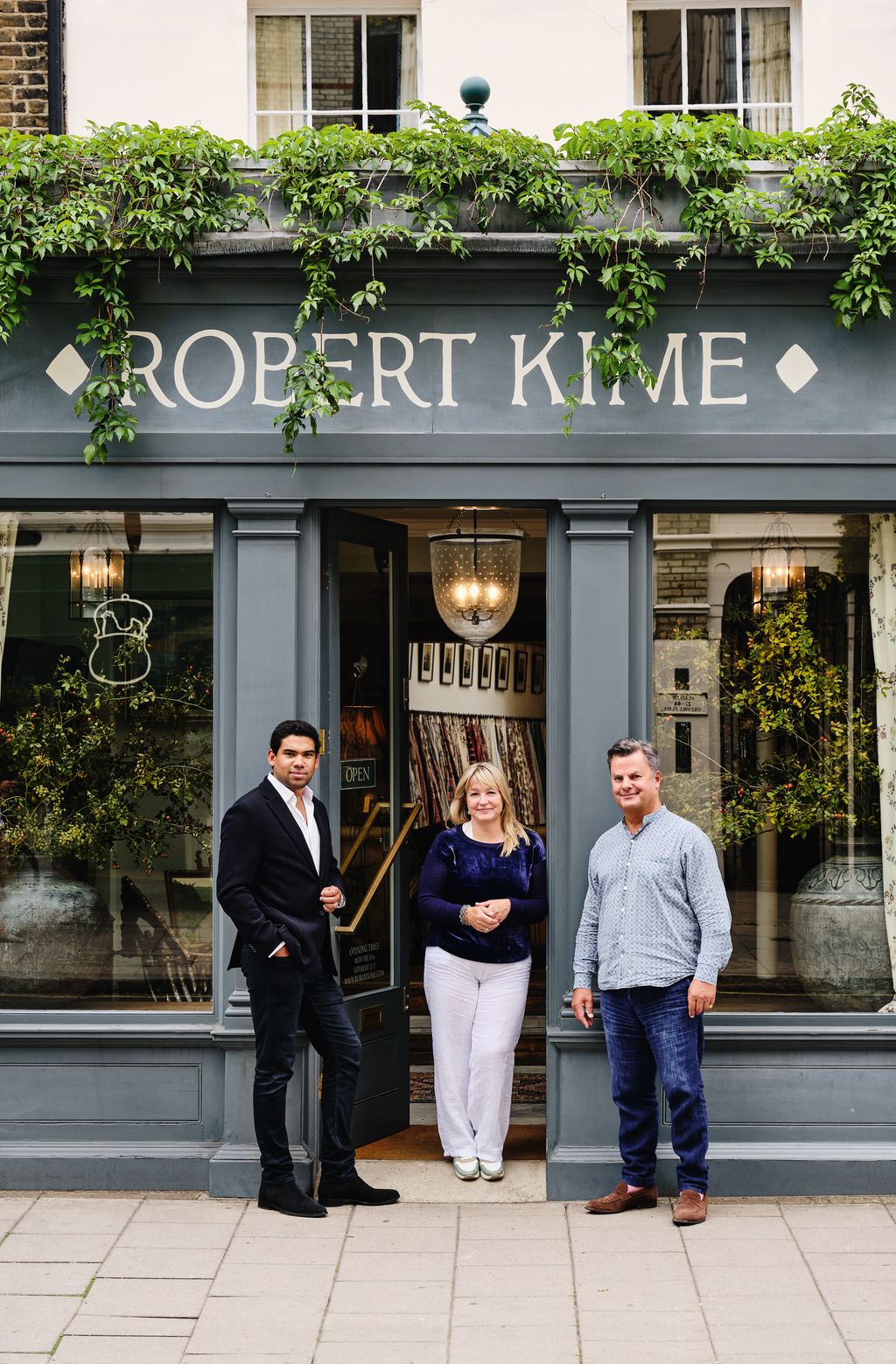 Orlando with Claire Jackson director of Robert Kime Design and head of projects and Christopher Payne head of antiques...