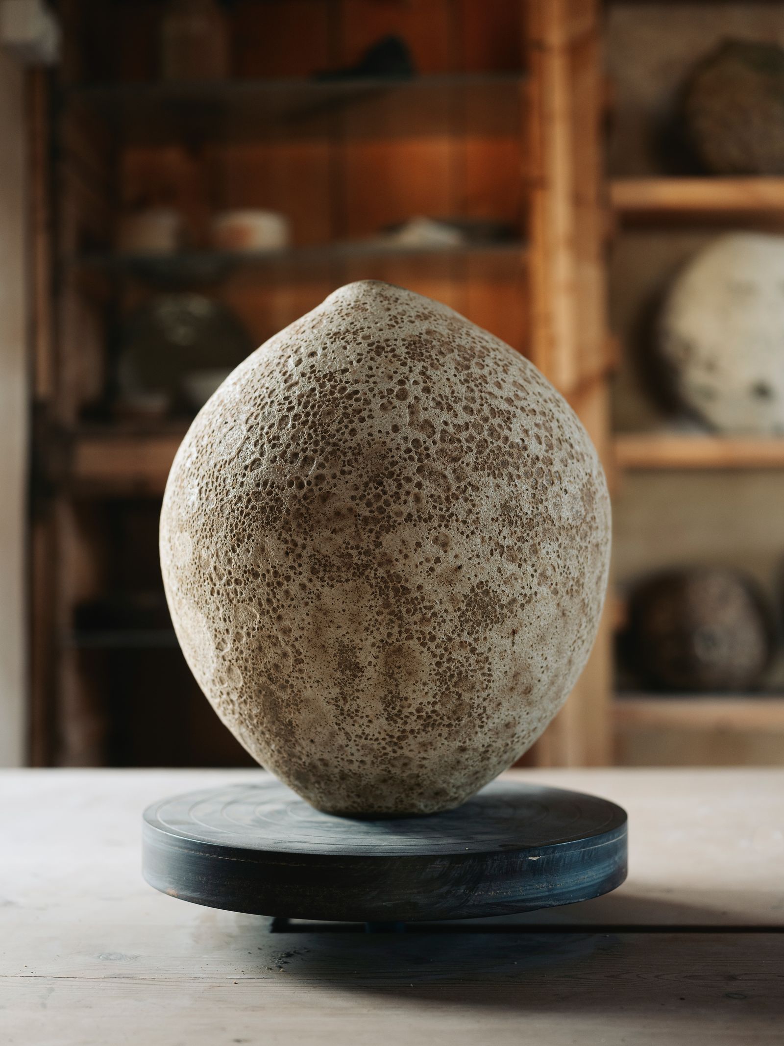 A distinctive craterglazed vessel by Joan Pere Català Roig.