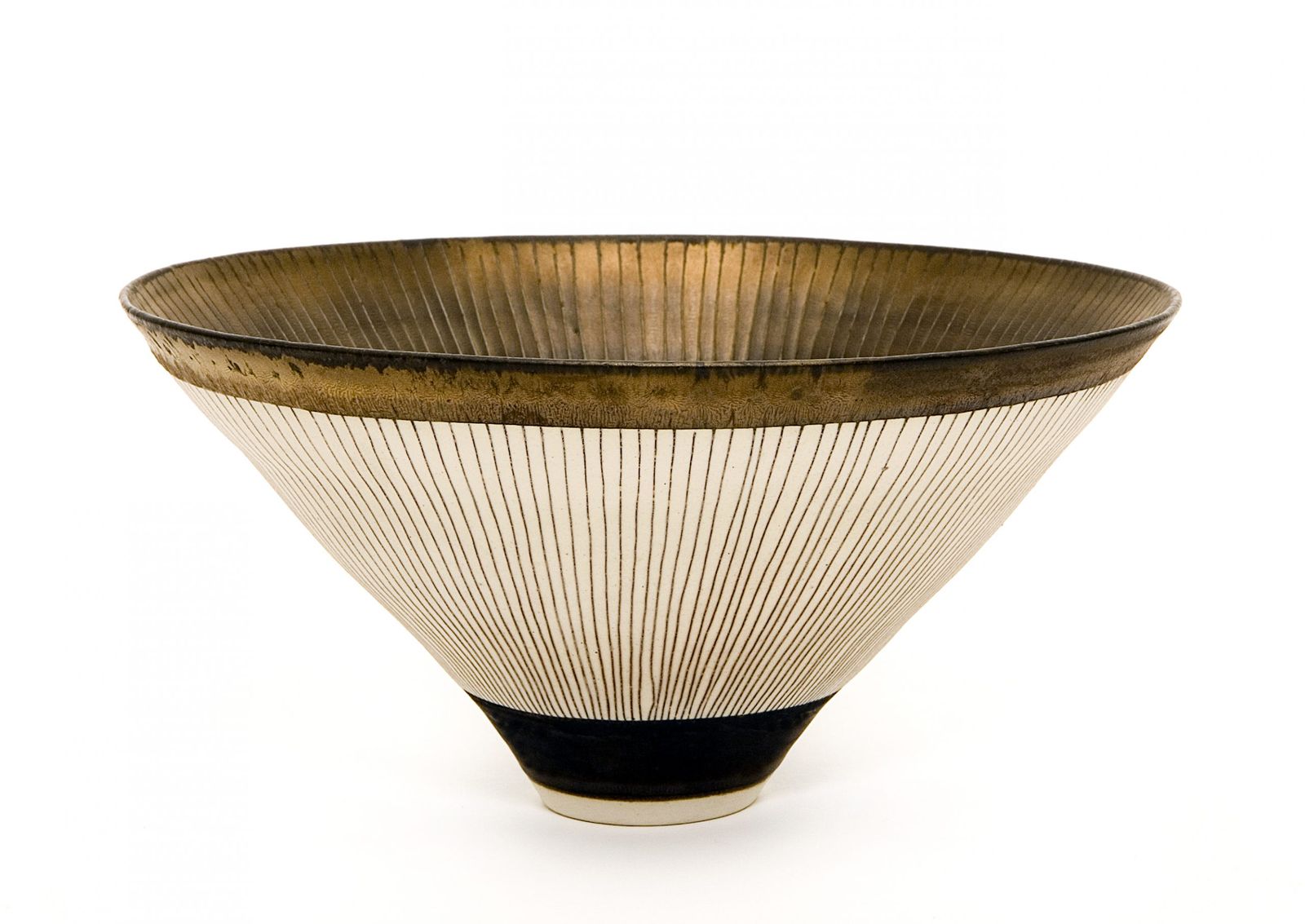 Lucie Rie Bowl 1977 thrown porcelain with manganese glaze and sgraffito decoration Middlesbrough Collection. Purchased...