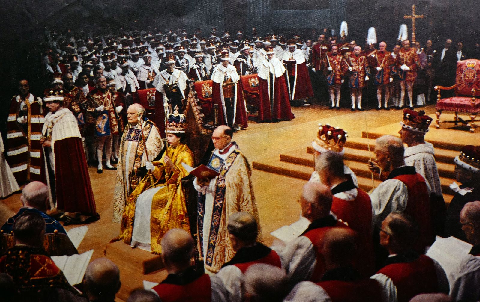 Queen Elizabeth II on the Coronation Chair in 1953