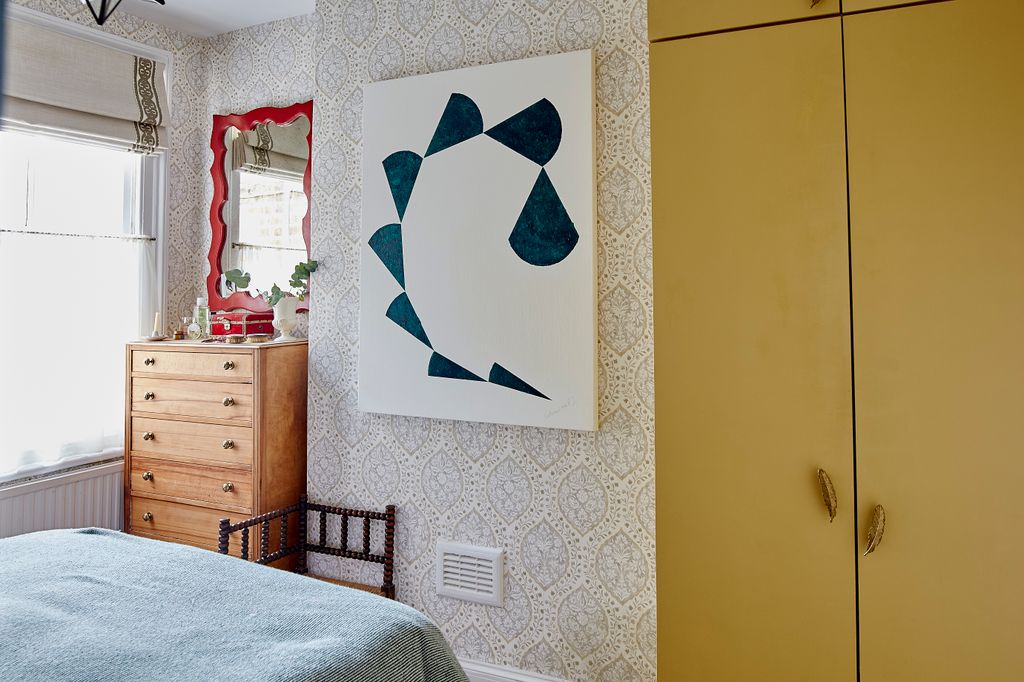 For the bedroom's roman blinds Catherine has used Romo's Kintore in antique white and bordered them in Erin Crewel from...