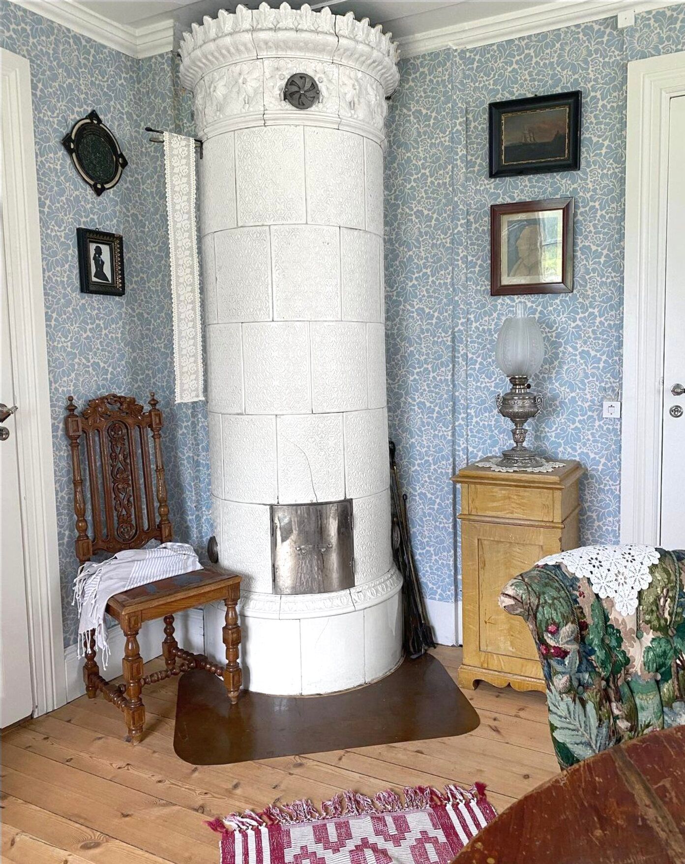 Svante's ceramic stove at his home north of Stockholm