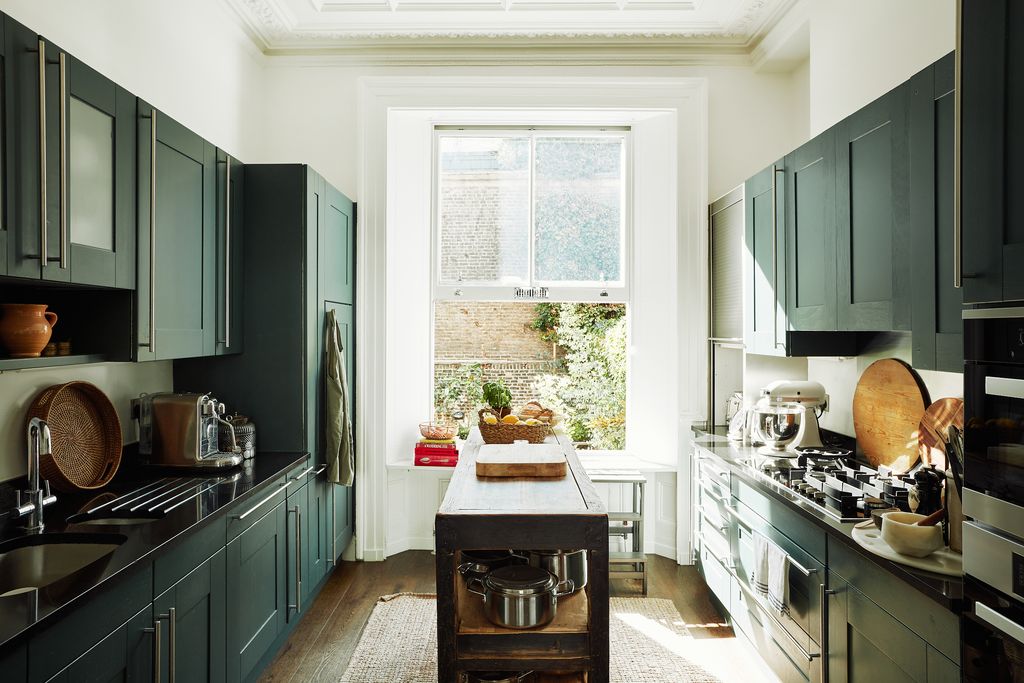 The butcher's block is from Etsy.com customised by Juana who removed the doors and added wheels.