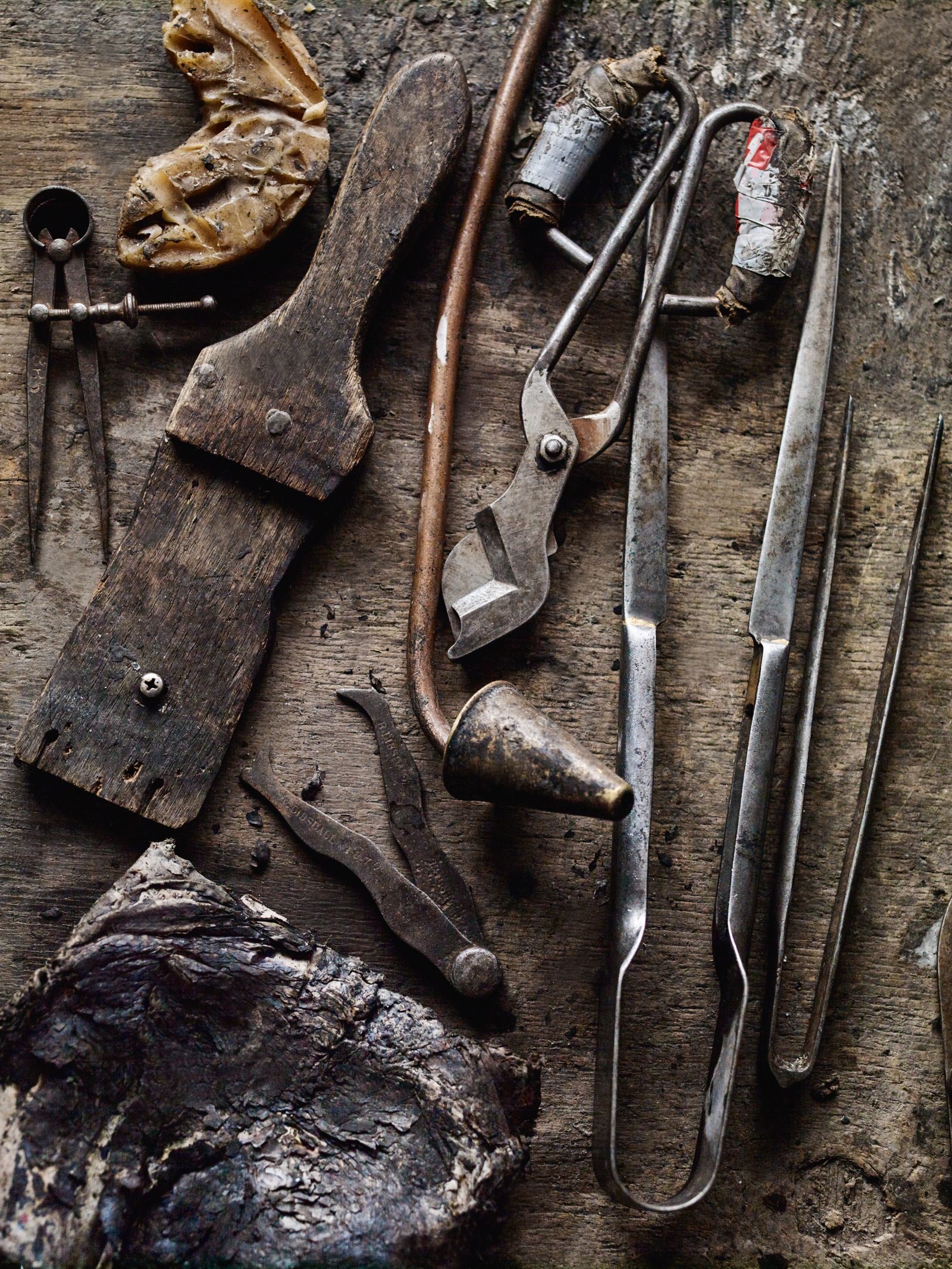 Essential tools including blocks shears and jacks.