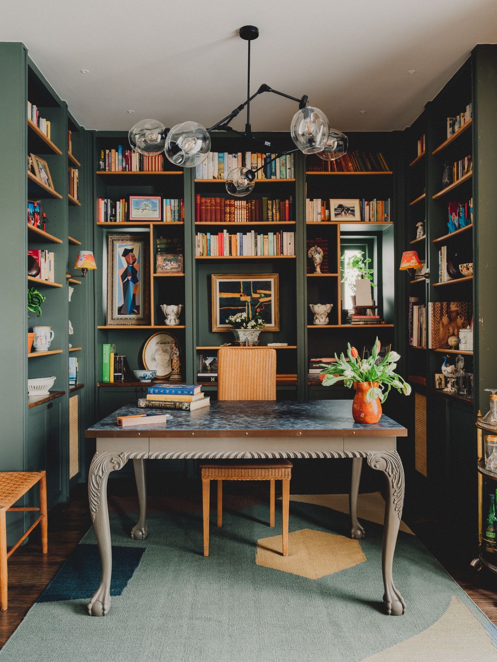 ‘Brunswick Green has also been deployed cleverly in the joinery walls and shelves of this study in Katie Glaisters 1930s...